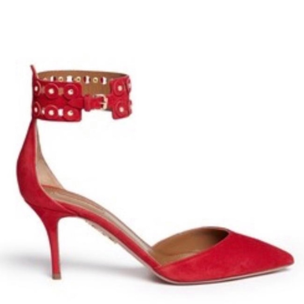 Aquazzura Rockstar Red Suede Pump Size 38.5